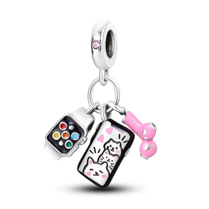 925 Sterling Silver Charm Bead Bracelet for Smartwatch and DIY Jewelry KTC685