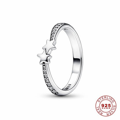 Crown 925 Sterling Silver Stackable Ring with Shiny Rose Gold Zircon for Women Elegant Fashion Jewelry PAR351