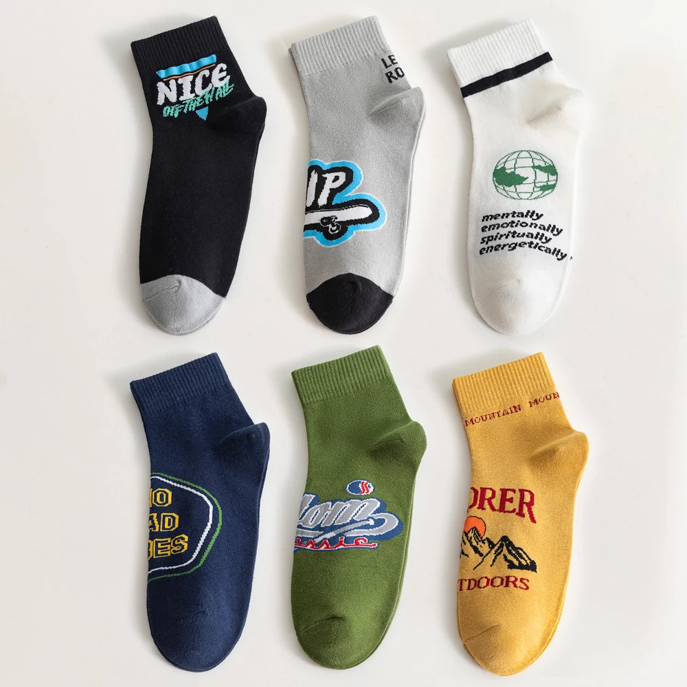 6 Pairs Breathable Mid Calf Sports Socks Men Odor Control