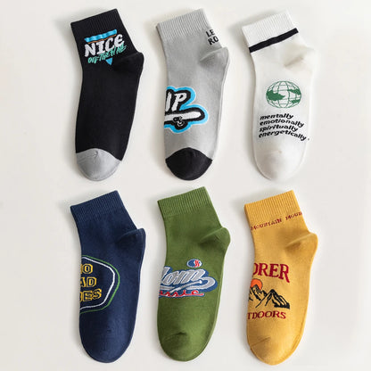 6 Pairs Breathable Mid Calf Sports Socks Men Odor Control