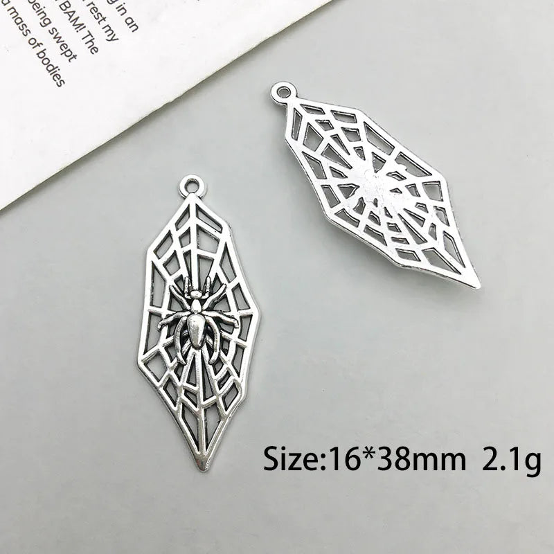 Antique Silver Spider Charms Set for DIY Halloween Jewelry Crafting