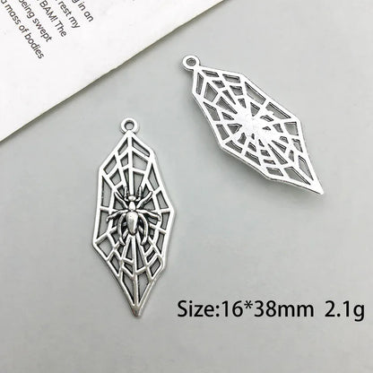 Antique Silver Spider Charms Set for DIY Halloween Jewelry Crafting