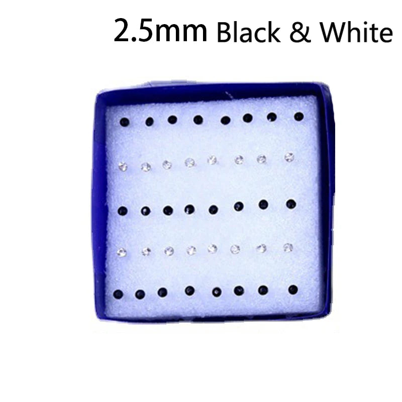 20 Pair Set Women Girls Rhinestone Crystal Stud Earrings Elegant Daily Wear Jewelry Gift