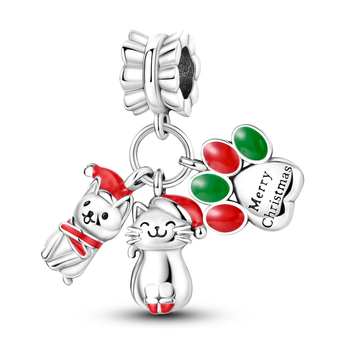 2025 Sterling Silver Christmas Charm Beads for Bracelets and Pendants KTC915