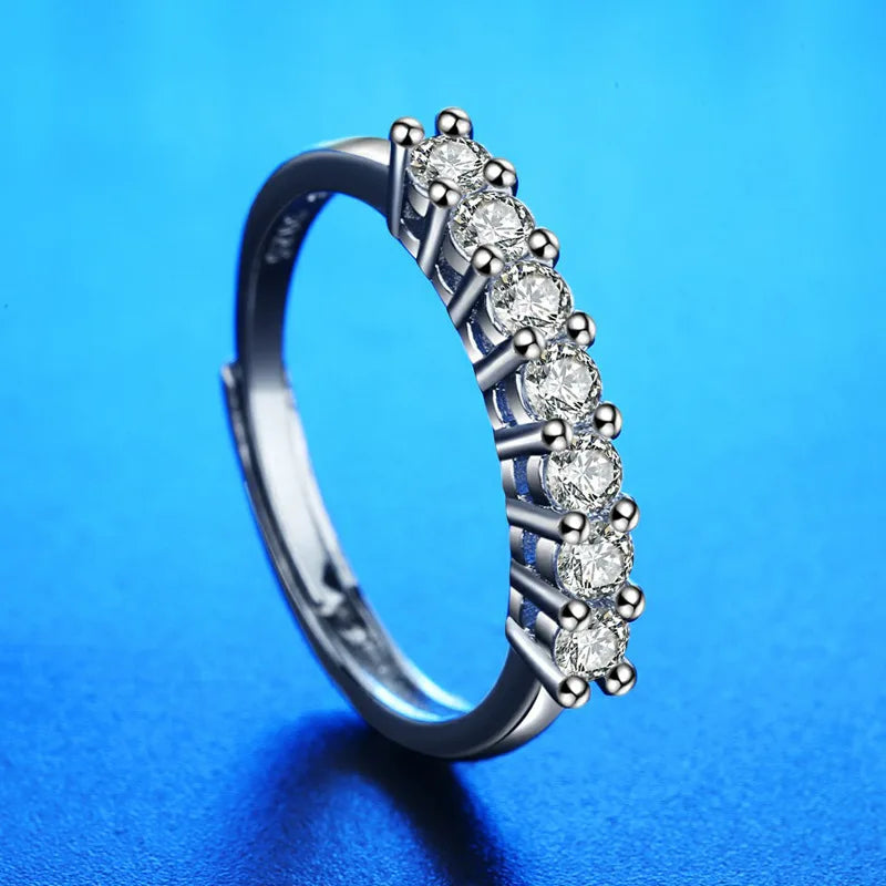 Elegant 925 Sterling Silver Heart Zircon Adjustable Ring for Women