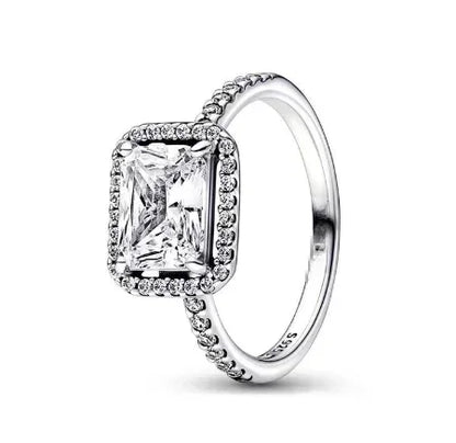 Original 925 Sterling Silver Heart Crown Bow Moon Ring with Colorful Crystal for Women Elegant Fine Jewelry Gift AMR057