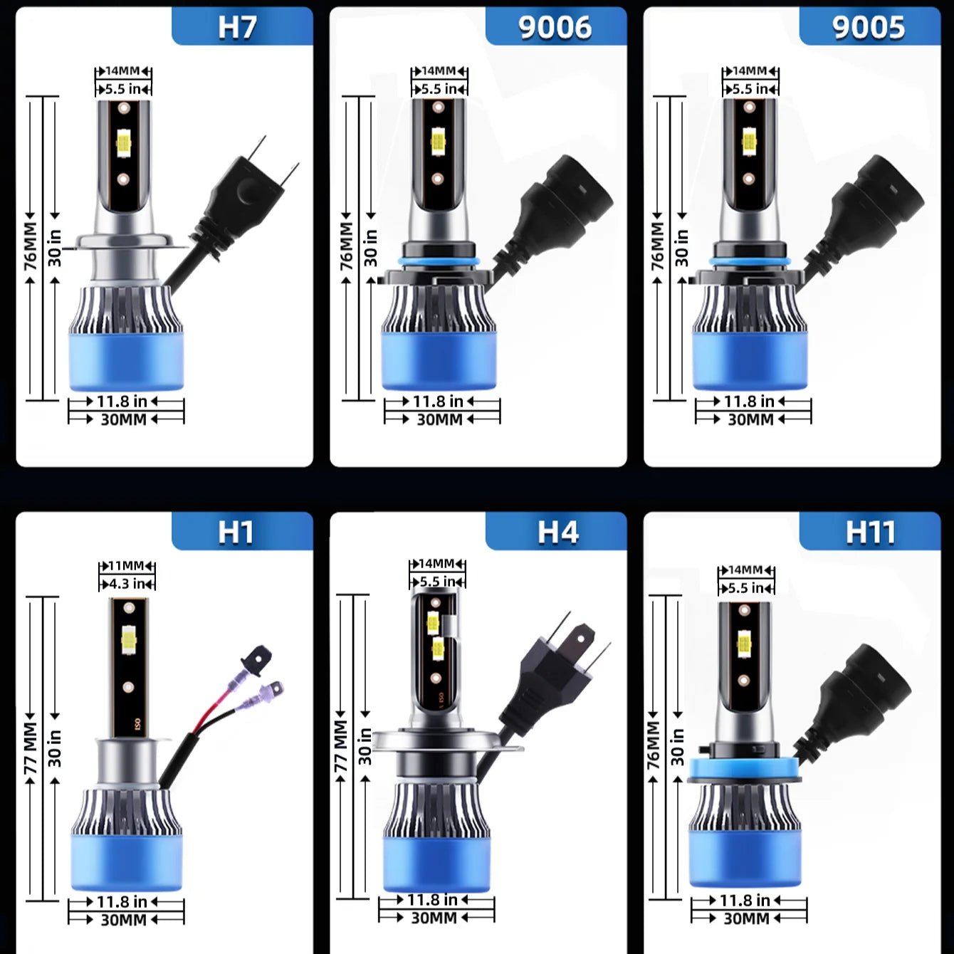 Ultra-Bright 200W LED Car Headlight Bulb Set with Canbus Compatibility and CSP Chip Technology