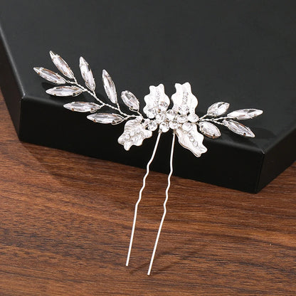 Elegant Pearl Rhinestone Flower Hair Pins for Women Wedding Accessories