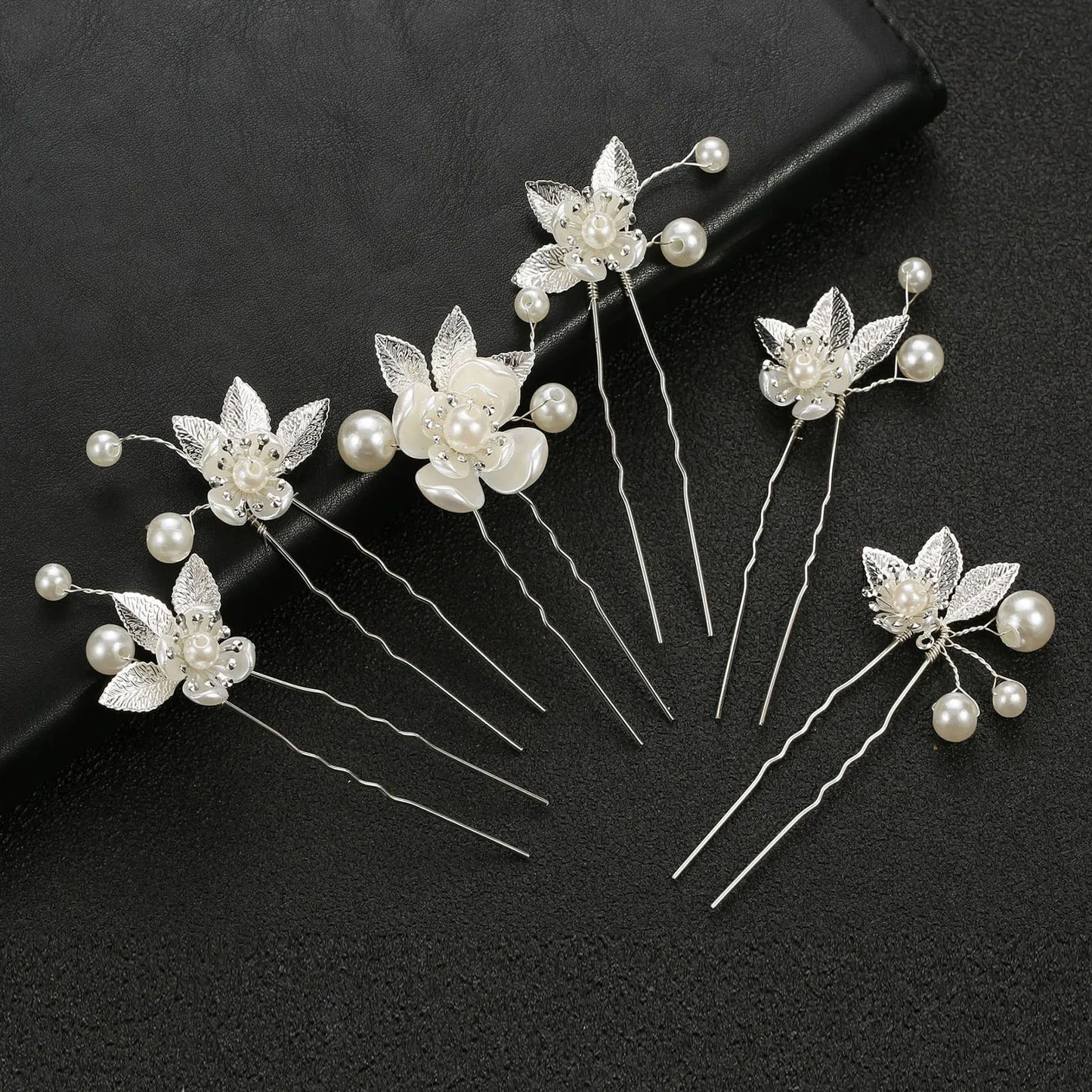 Elegant Pearl Flower Wedding Hairpin Comb Set for Brides