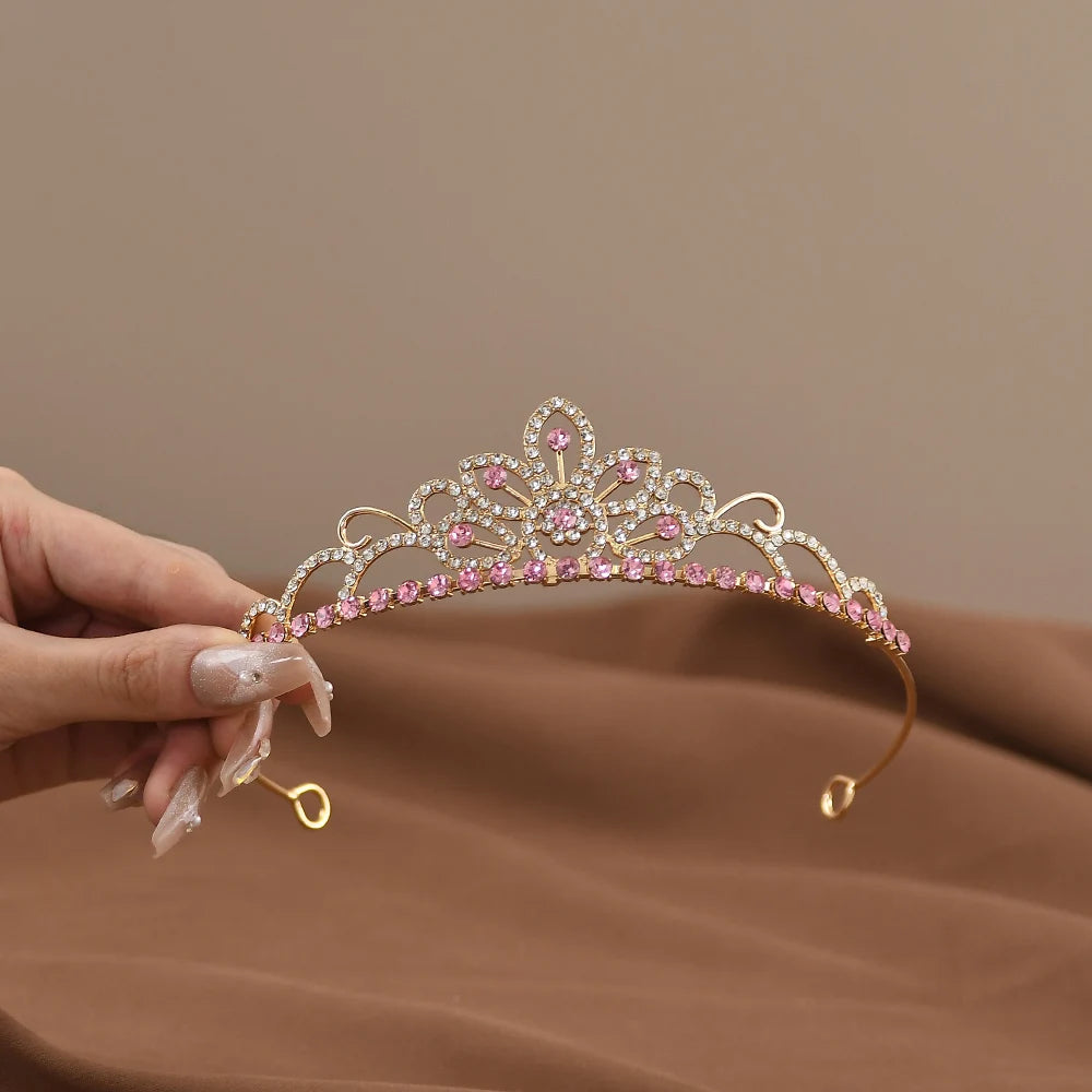 Mini Crystal Bridal Crown Comb for Girls - Rhinestone Pearl Tiaras for Weddings and Birthdays