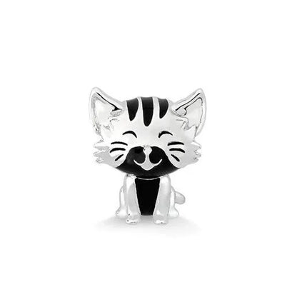 Exquisite 925 Silver Cat Claw Pendant Beads with Safety Chain for European Bracelets B3273