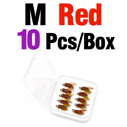 MNFT Mini Bionic Fly Fishing Bait Fly Hook Soft Bait Gear M Red 10Pcs