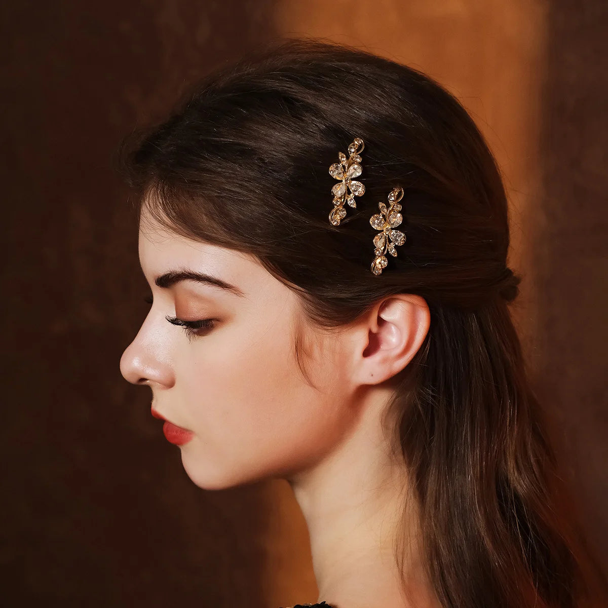 Elegant Bridal Rhinestone Hairpins For Women With Cubic Zirconia Gems