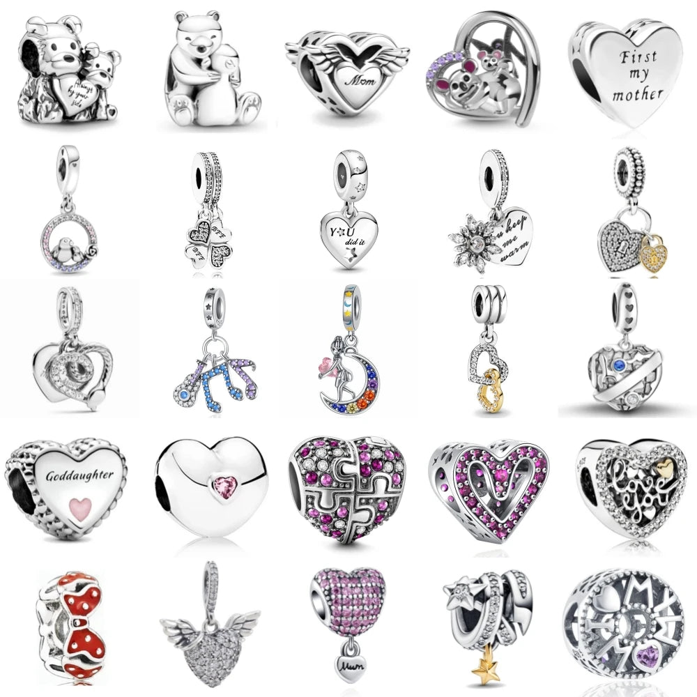 Elegant 925 Sterling Silver Bow Charm with Zircon for Mother's Day Bracelet
