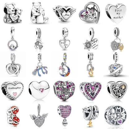 Elegant 925 Sterling Silver Bow Charm with Zircon for Mother's Day Bracelet