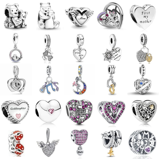 Elegant 925 Sterling Silver Bow Charm with Zircon for Mother's Day Bracelet