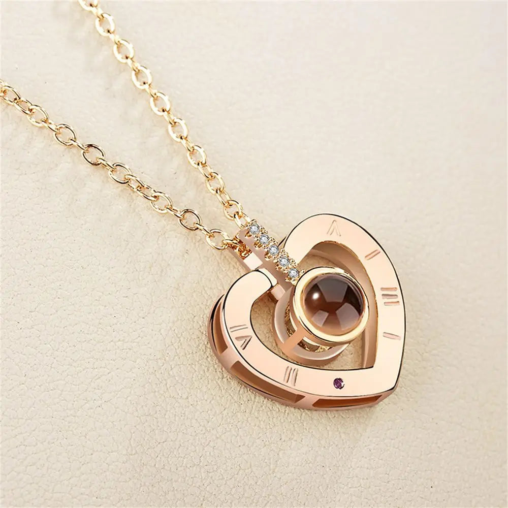 100 Languages I Love You Projection Pendant Necklace for Women gold-1