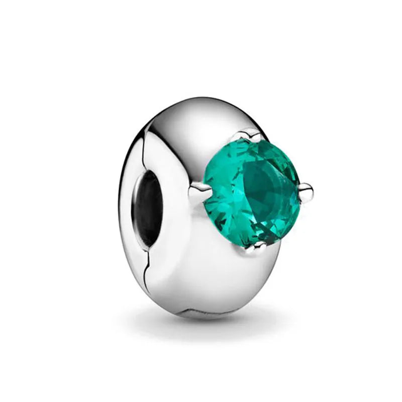 925 Sterling Silver Green Clover Pendant for European Bracelet Charms Women Jewelry B964