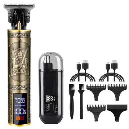 Versatile T9 USB Rechargeable Hair Clipper and Nasal Trimmer for Men