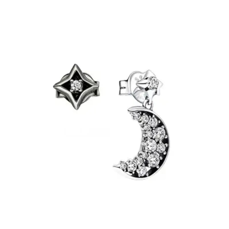 Spring Blue Flower Stud Earrings 925 Sterling Silver Zircon Jewelry for Women P1908