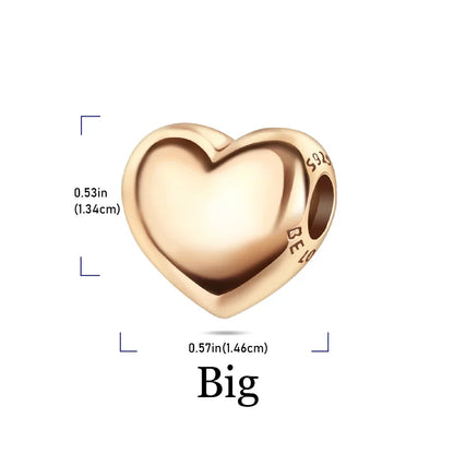 925 Sterling Silver Golden Heart Star Beads Charms for DIY Bracelet and Necklace Gift for Women Mother and Sister