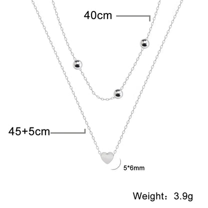 Skyrim Tiny Heart Choker Necklace Stainless Steel Double Layered Beads Chain Aesthetic Jewelry Gift for Women