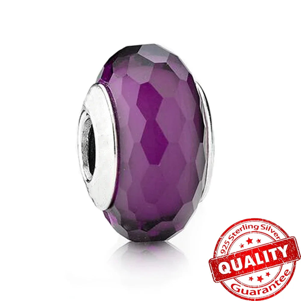 Colorful Flower Murano Glass Charm 925 Sterling Silver Top Rated DIY Jewelry for Bracelets and Necklaces LLZ017-PP