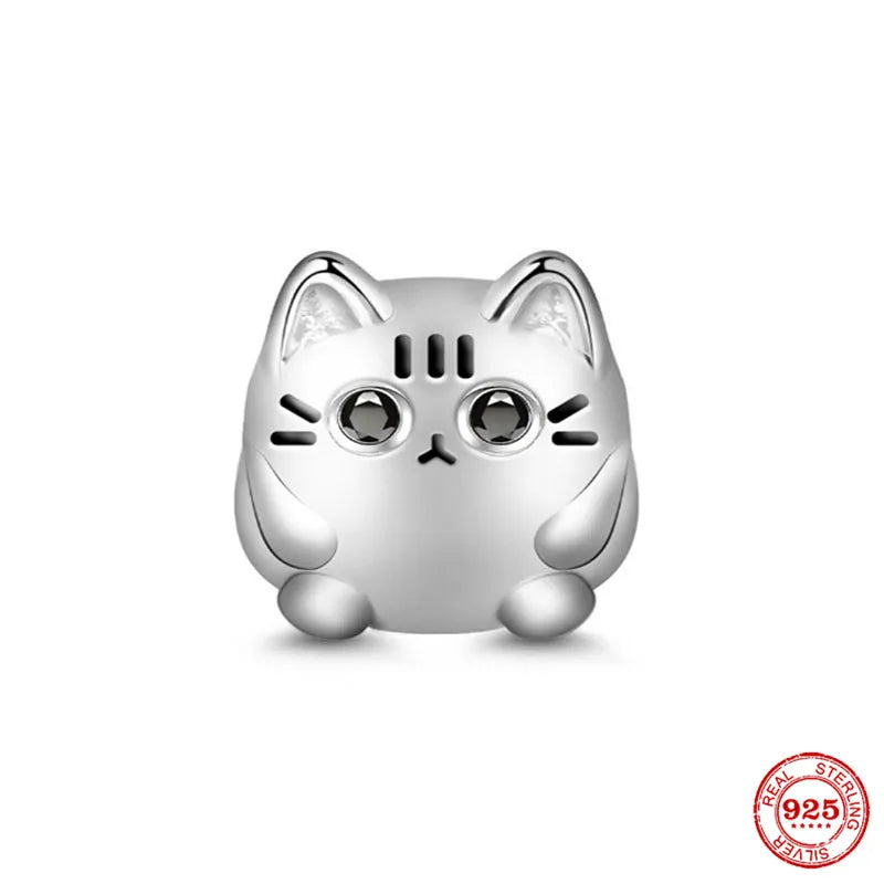 Sterling Silver Paw Print and Bone Charm Bead for Pet Bracelet Jewelry B2213