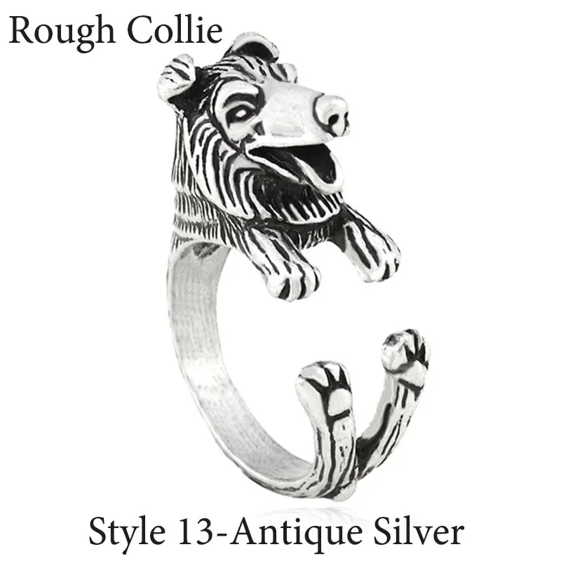 Vintage Labrador Retriever Wrap Ring Adjustable Fashion Jewelry for Women and Men