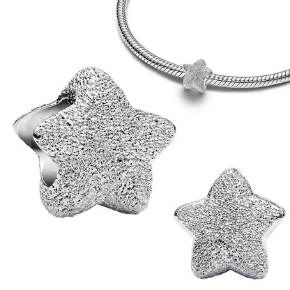 925 Sterling Silver Golden Geometry Charm Set with Heart Star Zircon Beads for DIY Womens Jewelry Gift