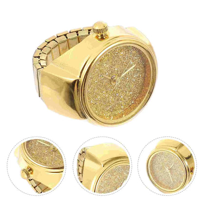 Elegant Unisex Glitter Ring Watch with Quartz Movement and Vintage Style