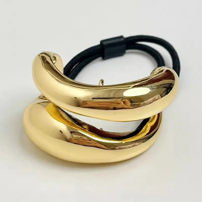 Trendy Geometric Double-Layer Metal Hair Bands for Women