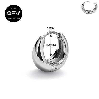 2PCS Women’s Light Luxury 316L Medical Stainless Steel Perforated Hoop Earrings