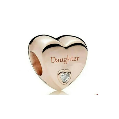European Rose Gold Heart Charm Bead for Women Perfect for Mother's Day Bracelet and Necklace Jewelry