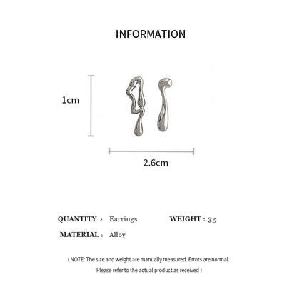 Personality Design Irregular Liquid Earrings Women's Fashion Asymmetrical Geometric Stud Earrings Trendy Hip Hop Jewelry Best Gift for Friends and Loved Ones
