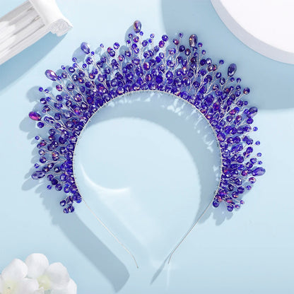 Luxury Crystal Bridal Crown Headband with Silver Diamonds Handmade Wedding Hair Accessories for Elegant Brides and Bridesmaids