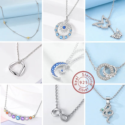 Elegant 925 Sterling Silver Zircon Butterfly Heart Pendant Necklace for Women Anniversary Gift