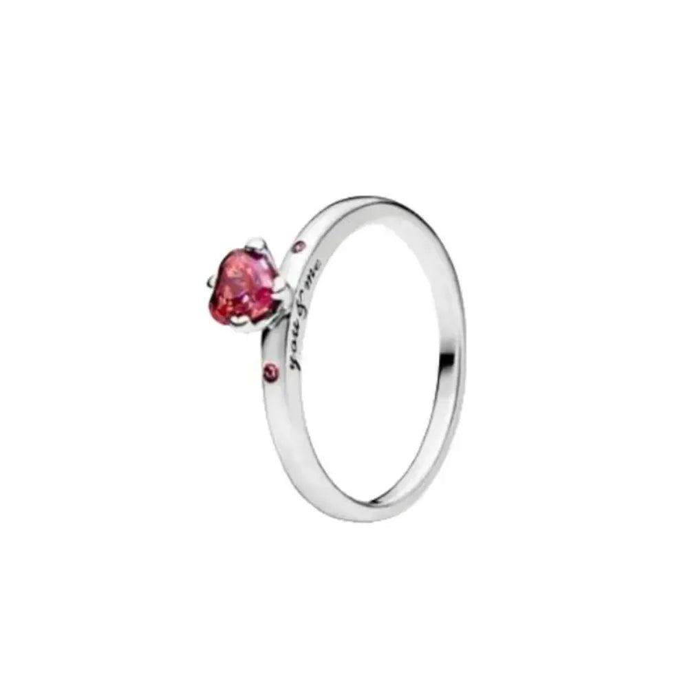 Elegant 2024 925 Silver Heart Charm Ring with Zircon for Women P2381