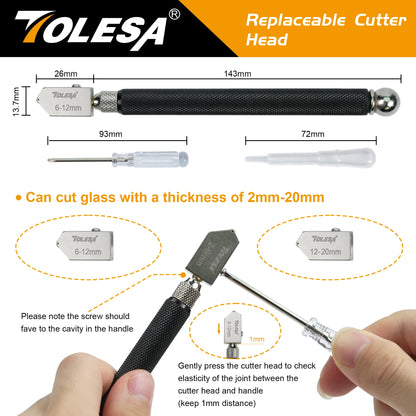 TOLESA Premium Glass Cutter Kit with Automatic Oil Feed - Perfect for Mirrors, Tiles & Mosaics