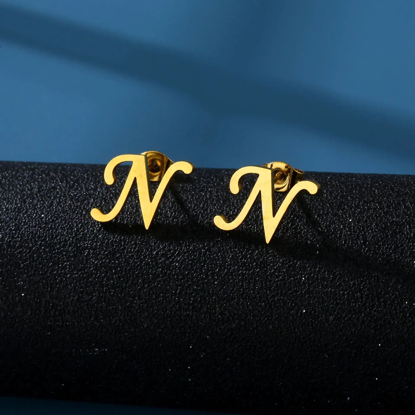 Tiny Stainless Steel Initial Letter Stud Earrings Gift N