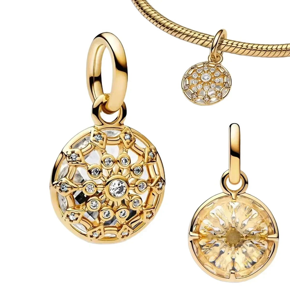 925 Sterling Silver Heart Blooming Rose Full Diamond Zircon Charms Pendant Beads for Bracelets and Necklaces