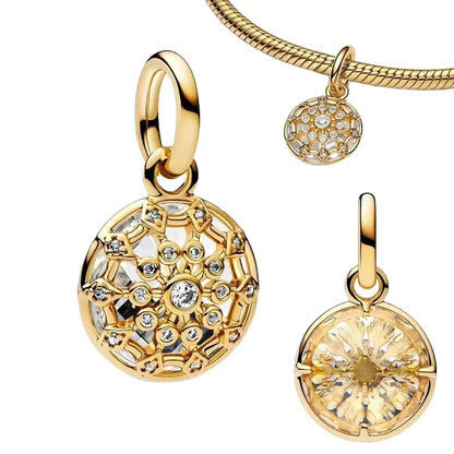 925 Sterling Silver Heart Blooming Rose Full Diamond Zircon Charms Pendant Beads for Bracelets and Necklaces