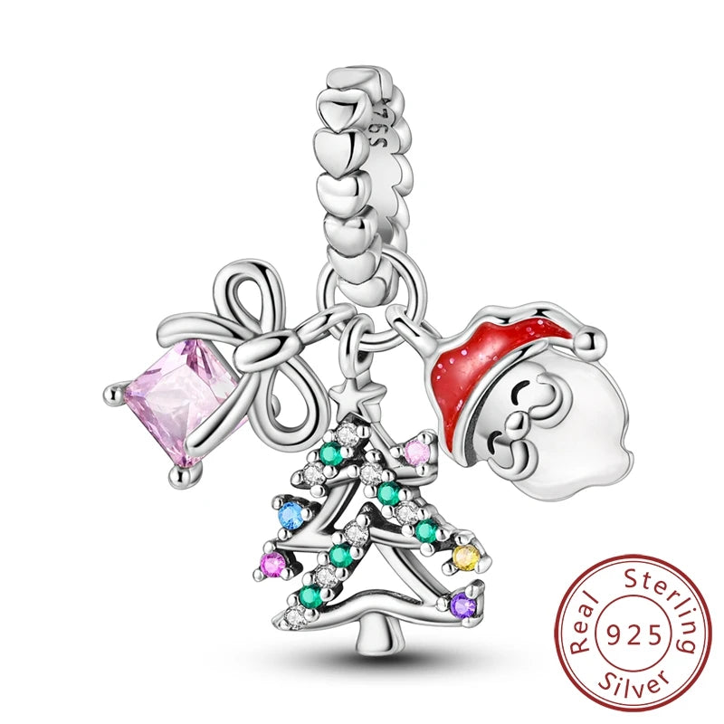 Sterling Silver Snowman Charm Beads for Bracelets Jewelry Gift KSC279
