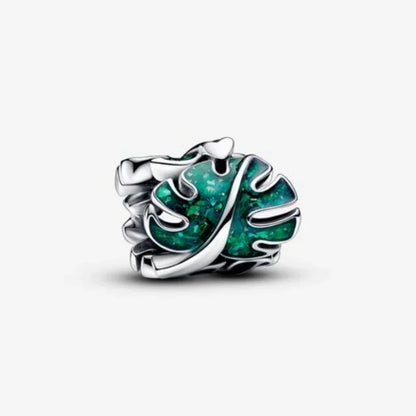 925 Sterling Silver Green Coconut Tree Frog Clover Dangle Charm Beads for DIY Bangle Necklace Fine Jewelry Gift