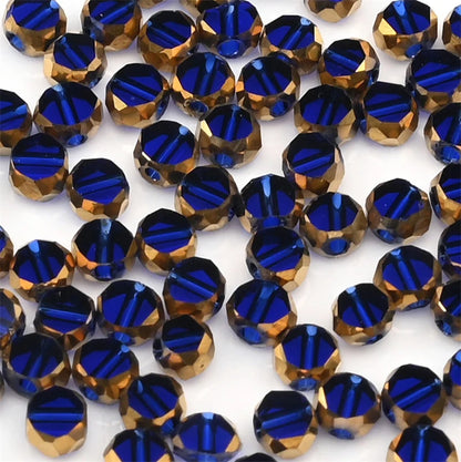 72 Pieces Golden Plated Glass Beads 3x4mm Oval Flat Faceted Crystal Beads for DIY Jewelry Making Necklaces and Bracelets