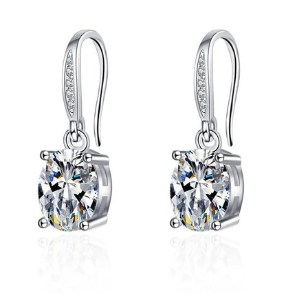 Sterling Silver CZ Crystal Plant Stud Earrings for Women and Teens
