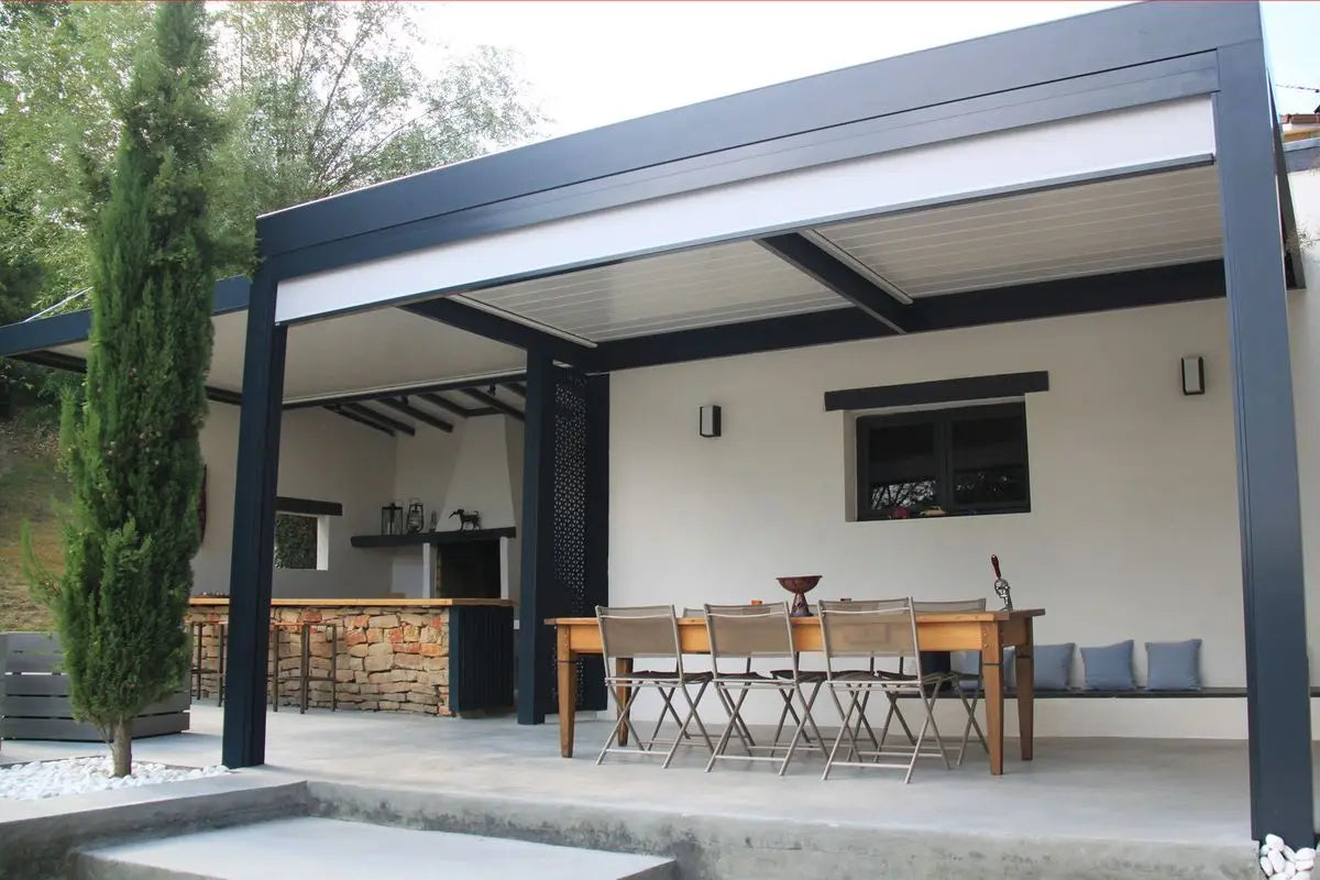 Sustainable Customized Waterproof Electric Aluminum Pergola Eco Friendly Outdoor Gazebo With Smart Louvred Roof
