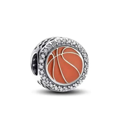 European 925 Sterling Silver Football and Basketball DIY Charm Bead for Bracelet and Necklace Jewelry for Women