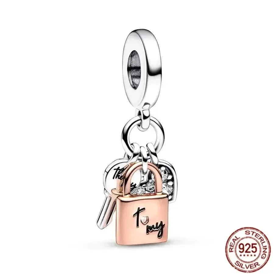 925 Silver Rose Gold Family Tree Heart Beads Charm for Women DIY Necklace Bracelet Jewelry Gift