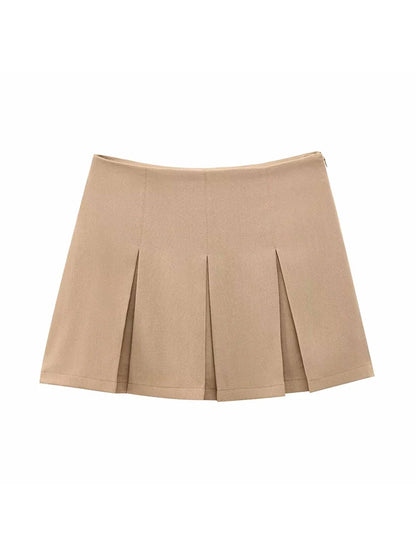 Women Tiered Mini Skirt High Waist Pleated Ruffles Vintage
